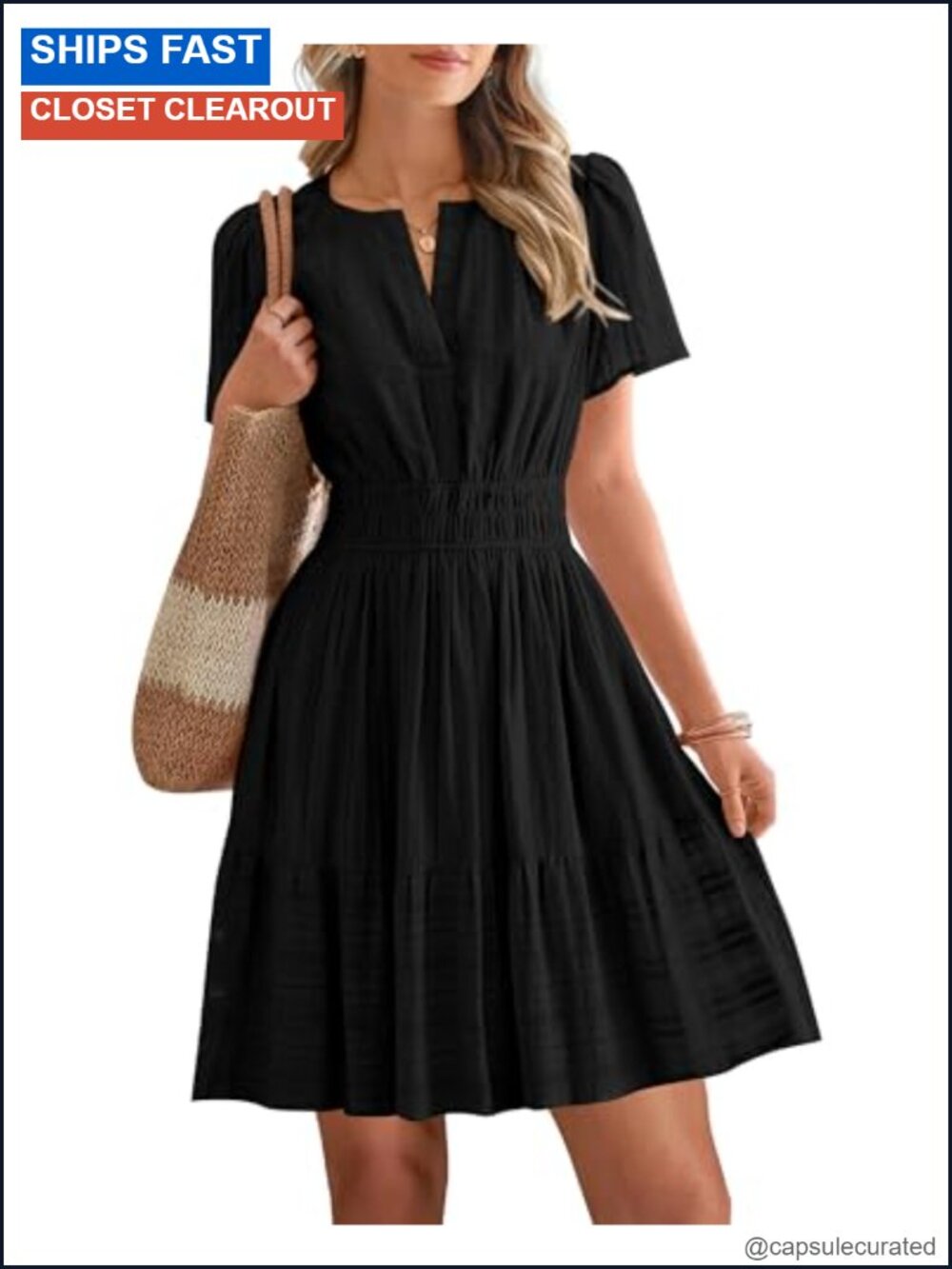 Summer Mini Dress Boho A-Line Cotton V-Neck Short Sleeve Casual